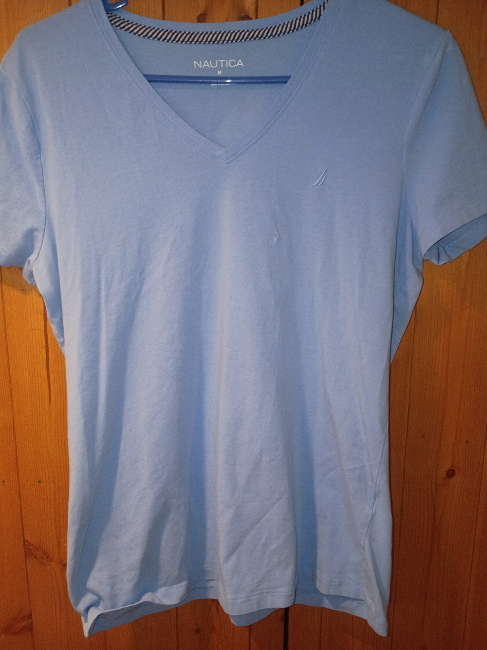 Nautica Women's Sky Blue V-Neck Short Sleeve Tee - Picture 2 of 4